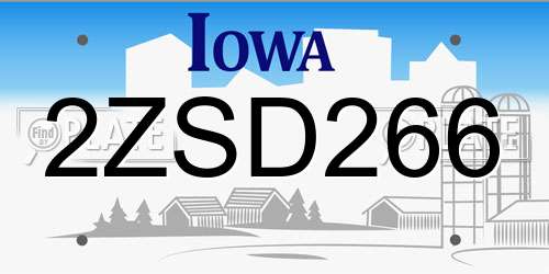 2ZSD266 Iowa License Plate