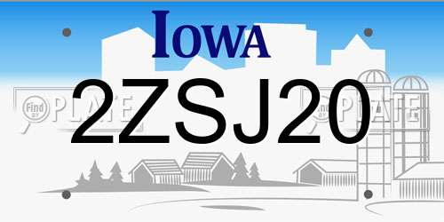 2ZSJ20 Iowa License Plate