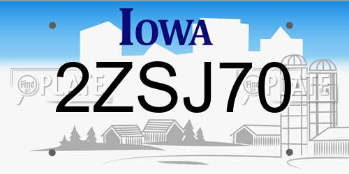 2ZSJ70 Iowa License Plate