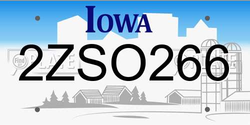 2ZSO266 Iowa License Plate