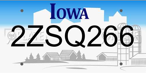 2ZSQ266 Iowa License Plate