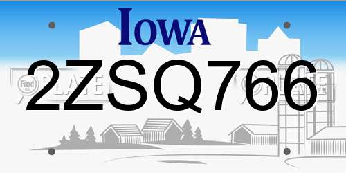 2ZSQ766 Iowa License Plate