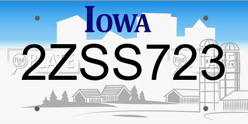 2ZSS723 Iowa License Plate