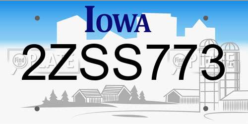 2ZSS773 Iowa License Plate