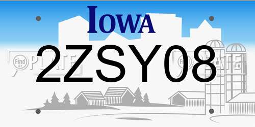 2ZSY08 Iowa License Plate