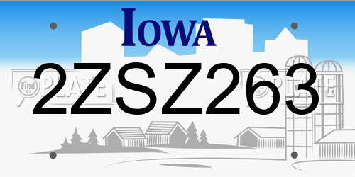 2ZSZ263 Iowa License Plate