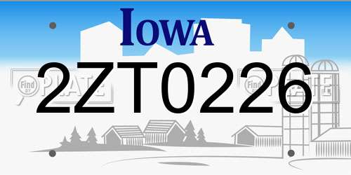 2ZT0226 Iowa License Plate