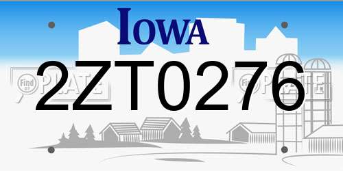 2ZT0276 Iowa License Plate