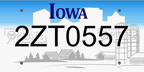 2ZT0557 Iowa License Plate