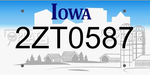 2ZT0587 Iowa License Plate