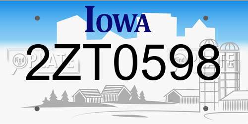 2ZT0598 Iowa License Plate
