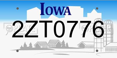 2ZT0776 Iowa License Plate
