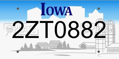 2ZT0882 Iowa License Plate