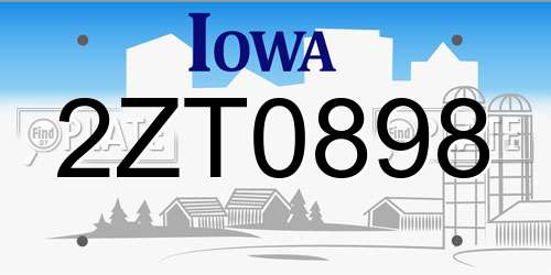 2ZT0898 Iowa License Plate