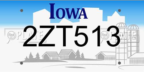 2ZT513 Iowa License Plate