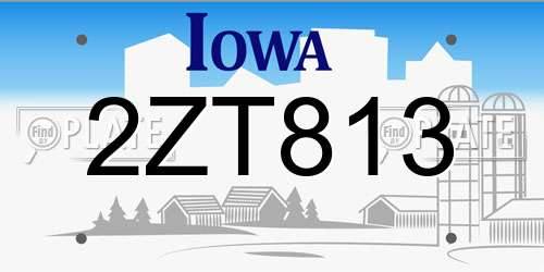 2ZT813 Iowa License Plate