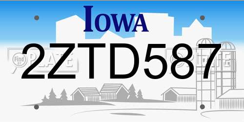 2ZTD587 Iowa License Plate