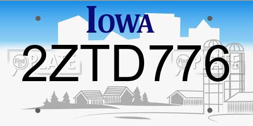 2ZTD776 Iowa License Plate