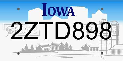 2ZTD898 Iowa License Plate
