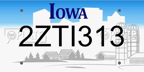 2ZTI313 Iowa License Plate