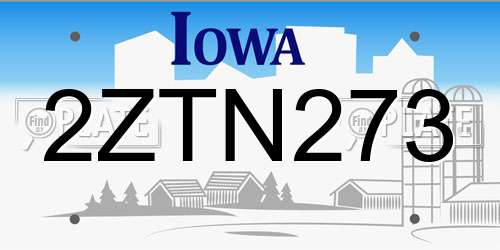 2ZTN273 Iowa License Plate