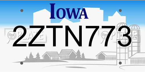 2ZTN773 Iowa License Plate