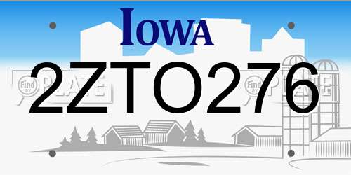 2ZTO276 Iowa License Plate