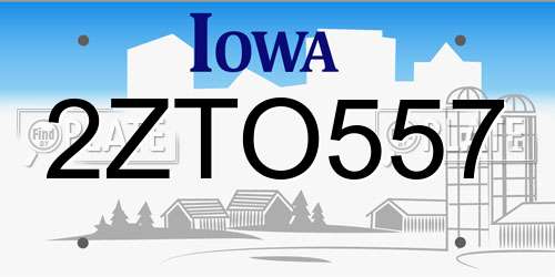 2ZTO557 Iowa License Plate