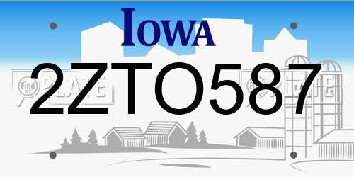 2ZTO587 Iowa License Plate