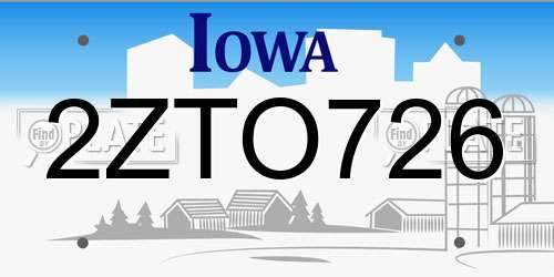 2ZTO726 Iowa License Plate