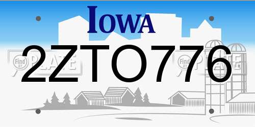 2ZTO776 Iowa License Plate