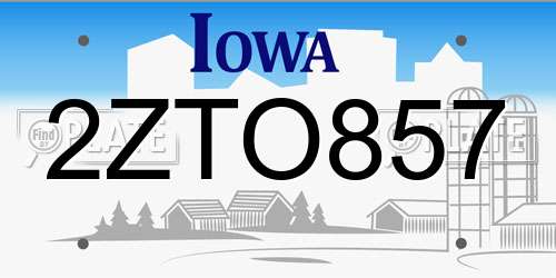 2ZTO857 Iowa License Plate