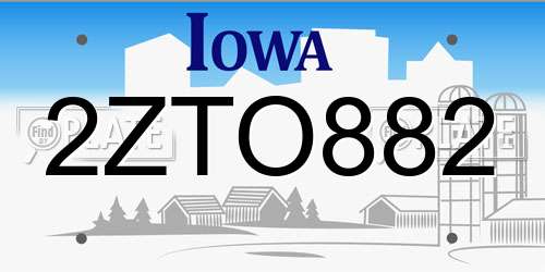 2ZTO882 Iowa License Plate