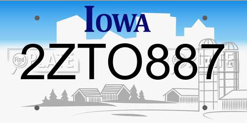 2ZTO887 Iowa License Plate