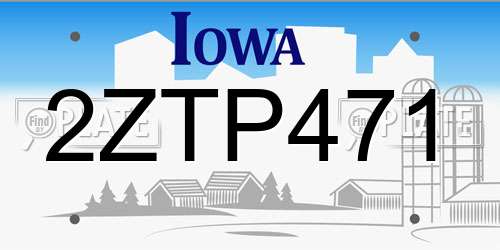 2ZTP471 Iowa License Plate