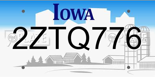 2ZTQ776 Iowa License Plate