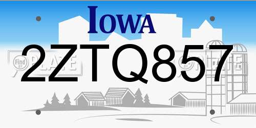 2ZTQ857 Iowa License Plate