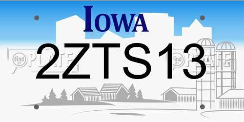 2ZTS13 Iowa License Plate
