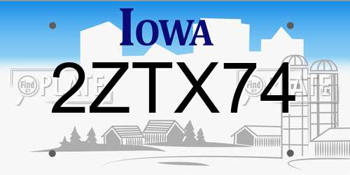 2ZTX74 Iowa License Plate
