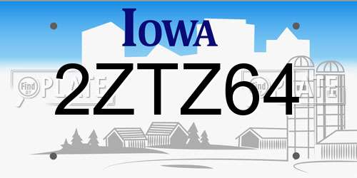 2ZTZ64 Iowa License Plate