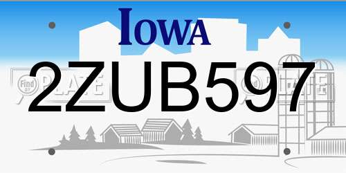 2ZUB597 Iowa License Plate