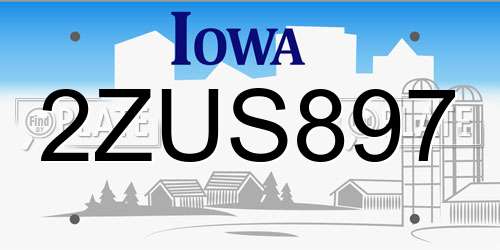 2ZUS897 Iowa License Plate
