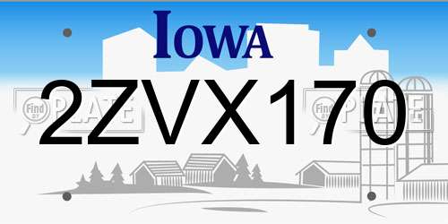 2ZVX170 Iowa License Plate