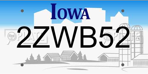 2ZWB52 Iowa License Plate