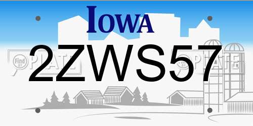 2ZWS57 Iowa License Plate