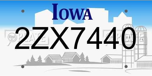 2ZX7440 Iowa License Plate