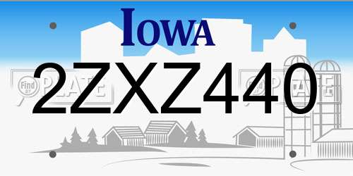 2ZXZ440 Iowa License Plate