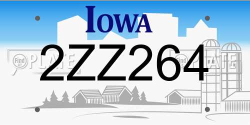 2ZZ264 Iowa License Plate