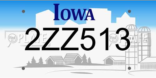 2ZZ513 Iowa License Plate