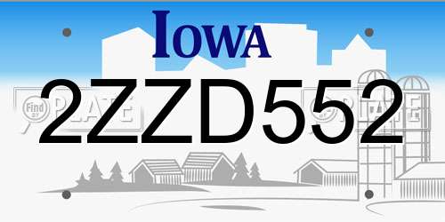 2ZZD552 Iowa License Plate